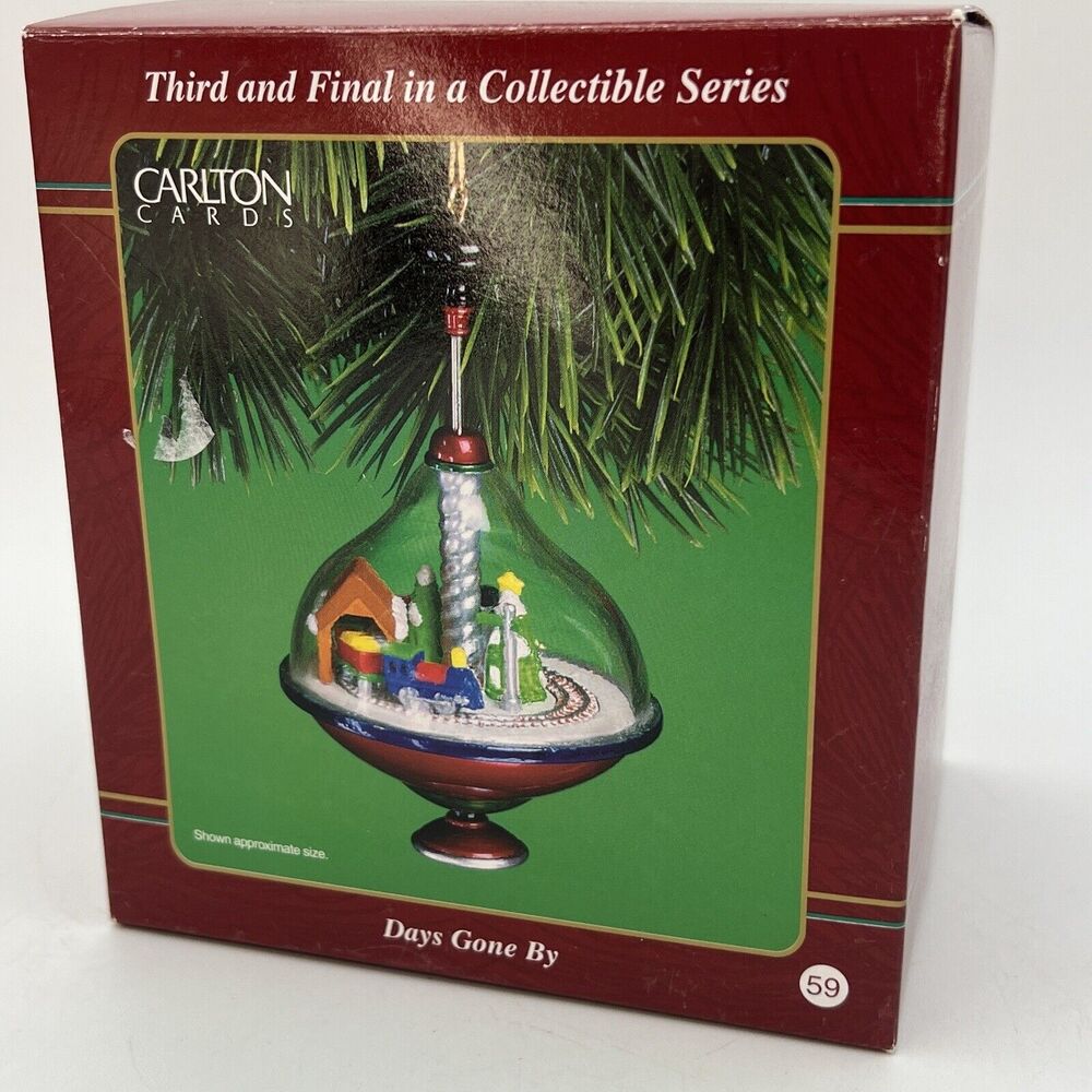 Carlton Cards DAYS GONE BY Series Train Set Christmas Ornament Winter Scene 3